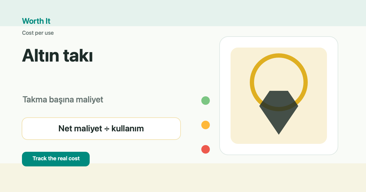 Altın takı kullanım başına maliyet hesaplama kartı