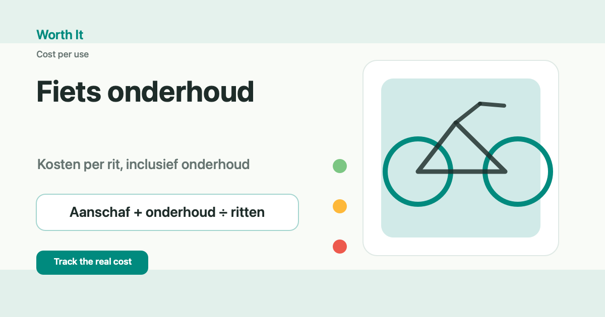 Illustratie van fiets onderhoud kosten per rit met een kostenformule