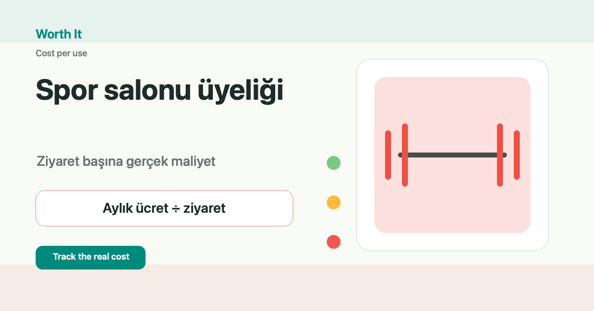Spor salonu üyeliği ziyaret başına maliyet hesaplama kartı